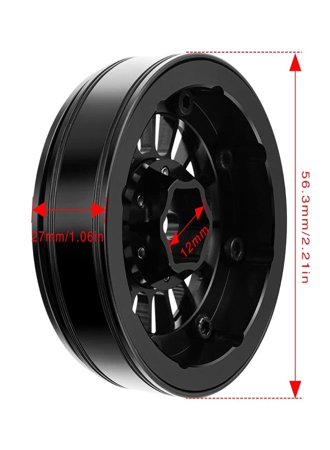 GLOBACT 1.9 Beadlock Wheels Metal 16-Spoke Wheel Rim Hub for 1:10 RC Crawler Axial SCX10 TRX4 TRX6 Redcat GEN7 GEN8 RC4WD D90 VS4-10(4Pcs Black) - Image 5